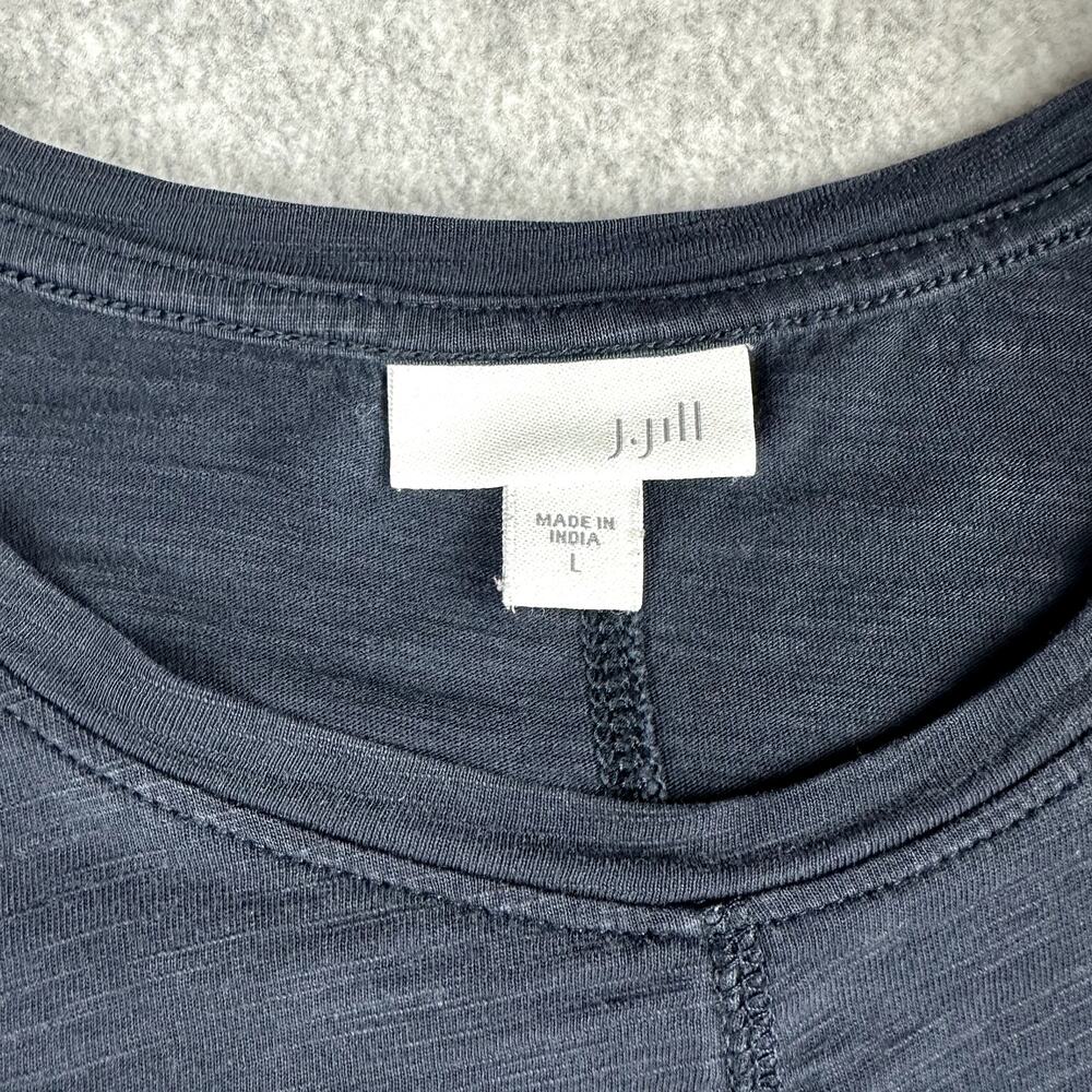 J. Jill Slub Knit Shirt Size L Black 3/4 Sleeve Casual A-Line Top Prima Cotton - Picture 3 of 12